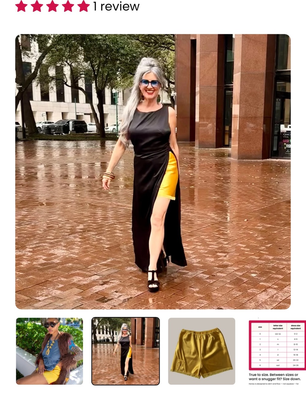 Black Maxi Chemise with Yellow Side Panel Slip